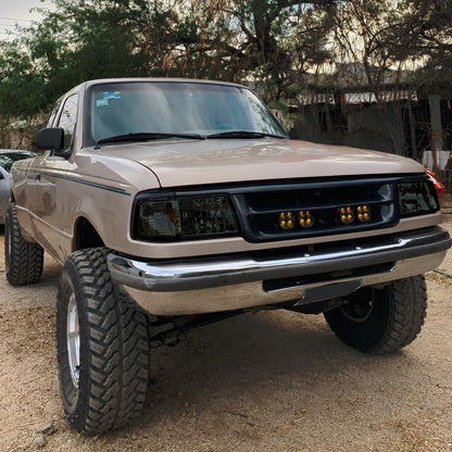 1993-1997 Ford Ranger Factory Style V2 Headlights w/ Corner Lights (Chrome Housing/Smoked Lens)