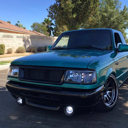 1993-1997 Ford Ranger Factory Style V2 Headlights w/ Corner Lights (Matte Black Housing/Clear Lens)