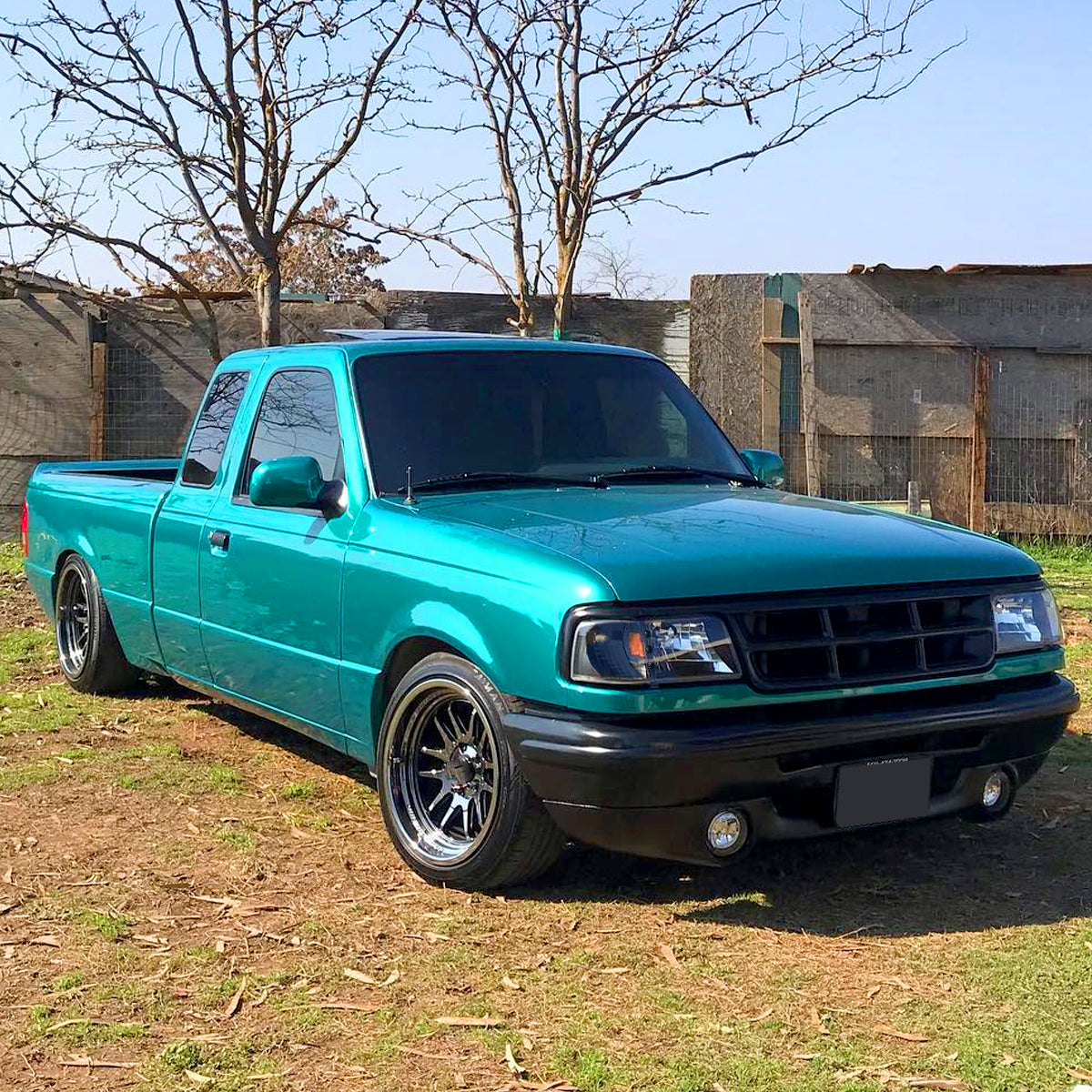 1993-1997 Ford Ranger Factory Style V2 Headlights w/ Corner Lights (Matte Black Housing/Clear Lens)