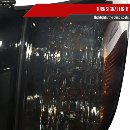 2005-2006 Toyota Tundra/2005-2007 Sequoia Switchback Sequential LED Bar Factory Style Headlights w/Corner Lamps (Chrome Housing/Smoked Lens)
