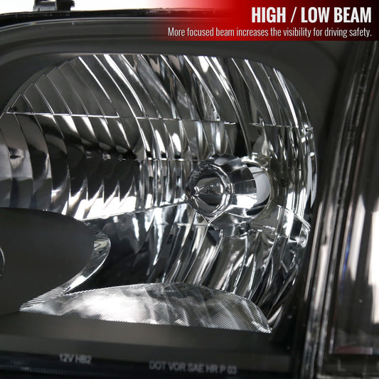 2005-2006 Toyota Tundra / 2005-2007 SR5 Limited Sequoia Factory Style Crystal Headlights w/ Corner Signal Lights (Matte Black Housing/Clear Lens)