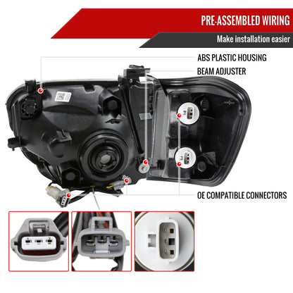 2005-2006 Toyota Tundra/2005-2007 Sequoia Switchback Sequential LED Bar Factory Style Headlights w/Corner Lamps (Matte Black Housing/Clear Lens)