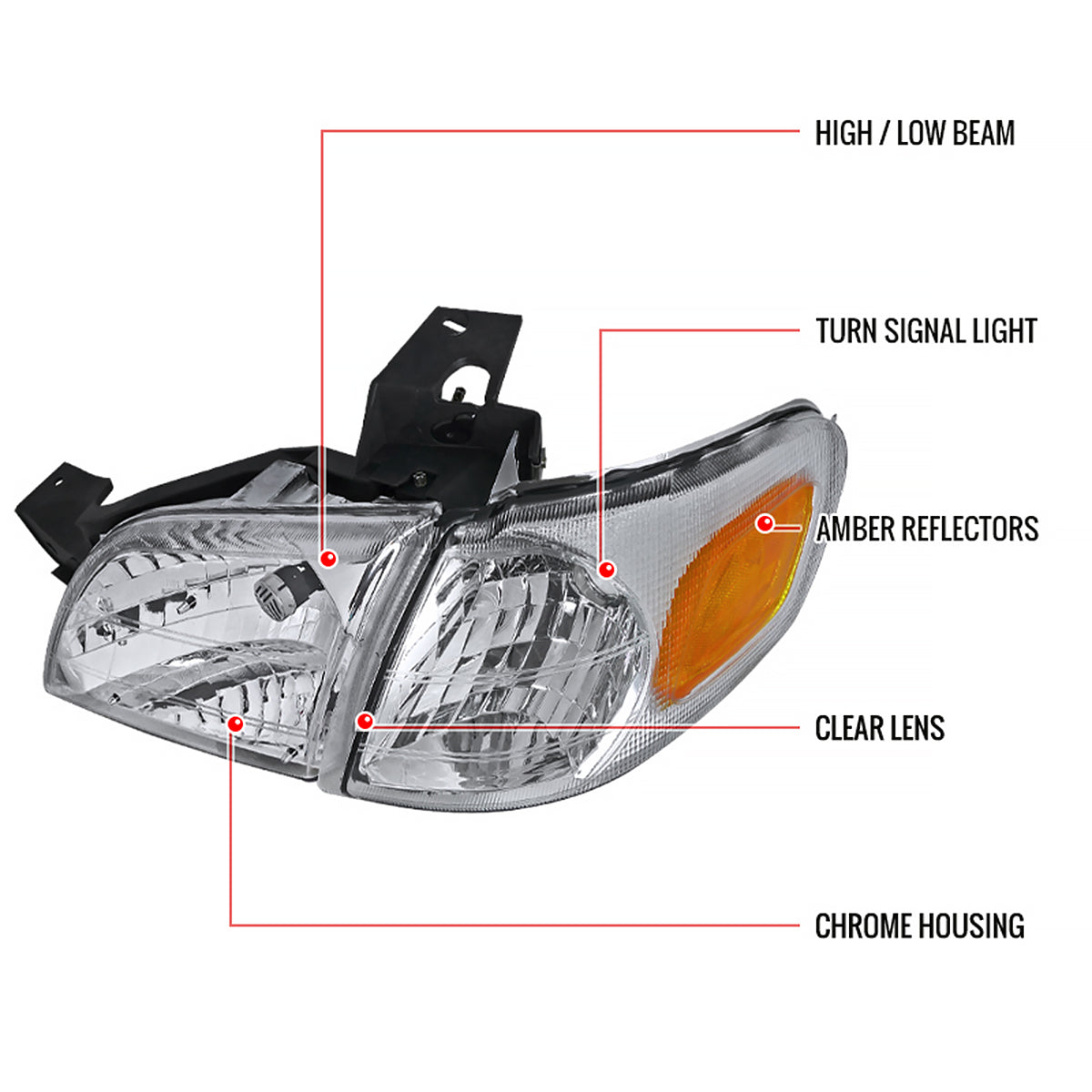 1997-2005 Chevrolet Venture Pontiac Montana/Trans Sport Crystal Headlights (Chrome Housing/Clear Lens)
