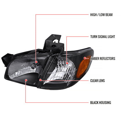 1997-2005 Chevrolet Venture Pontiac Montana/Trans Sport Crystal Headlights (Matte Black Housing/Clear Lens)