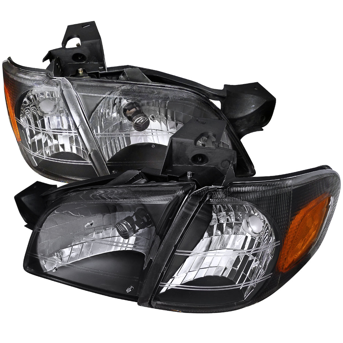 1997-2005 Chevrolet Venture Pontiac Montana/Trans Sport Crystal Headlights (Matte Black Housing/Clear Lens)