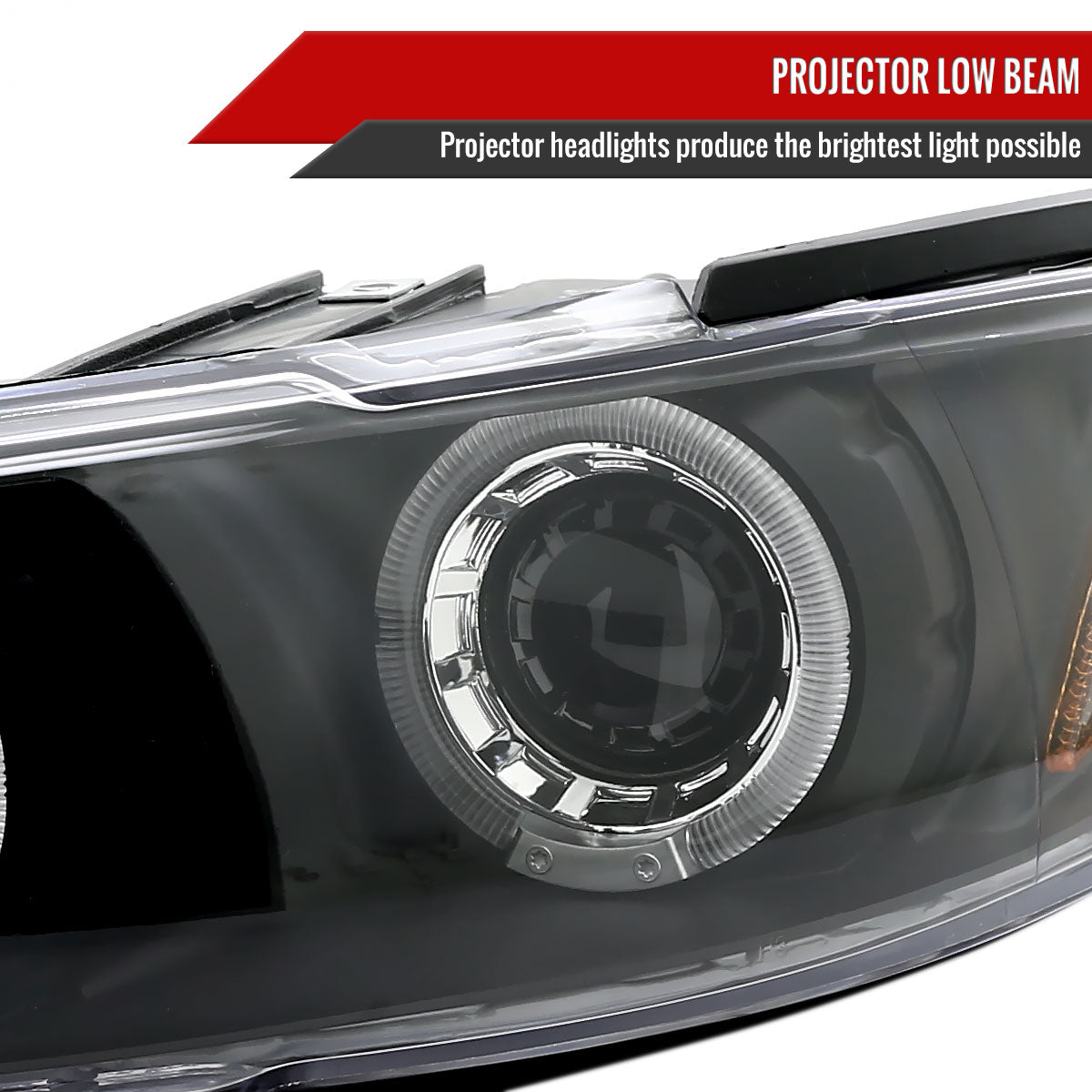 1997-2003 Pontiac Grand Prix Dual Halo Projector Headlights (Matte Black Housing/Clear Lens)