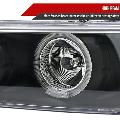 1997-2003 Pontiac Grand Prix Dual Halo Projector Headlights (Matte Black Housing/Clear Lens)