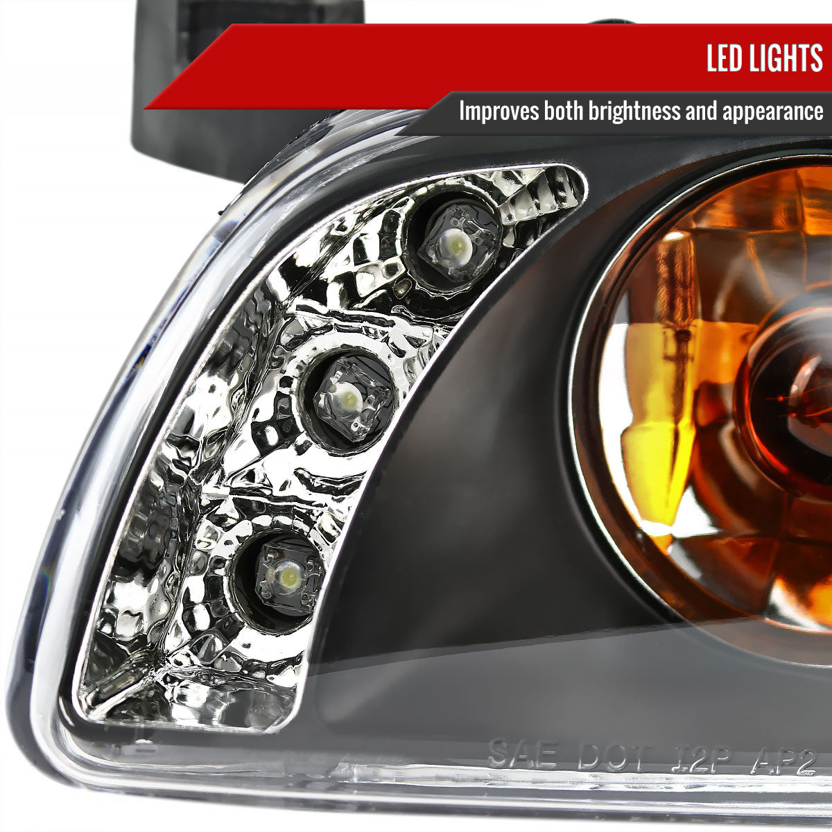 1997-2003 Pontiac Grand Prix Dual Halo Projector Headlights (Matte Black Housing/Clear Lens)