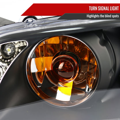 1997-2003 Pontiac Grand Prix Dual Halo Projector Headlights (Matte Black Housing/Clear Lens)