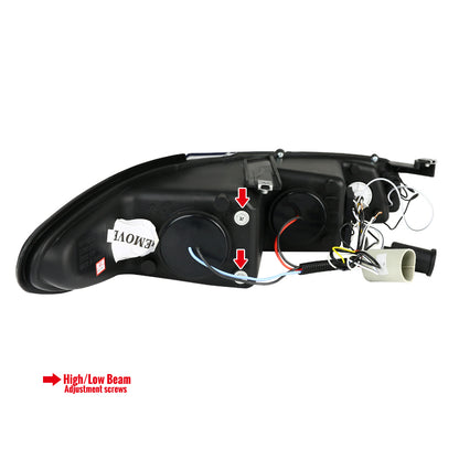 1997-2003 Pontiac Grand Prix Dual Halo Projector Headlights (Matte Black Housing/Clear Lens)