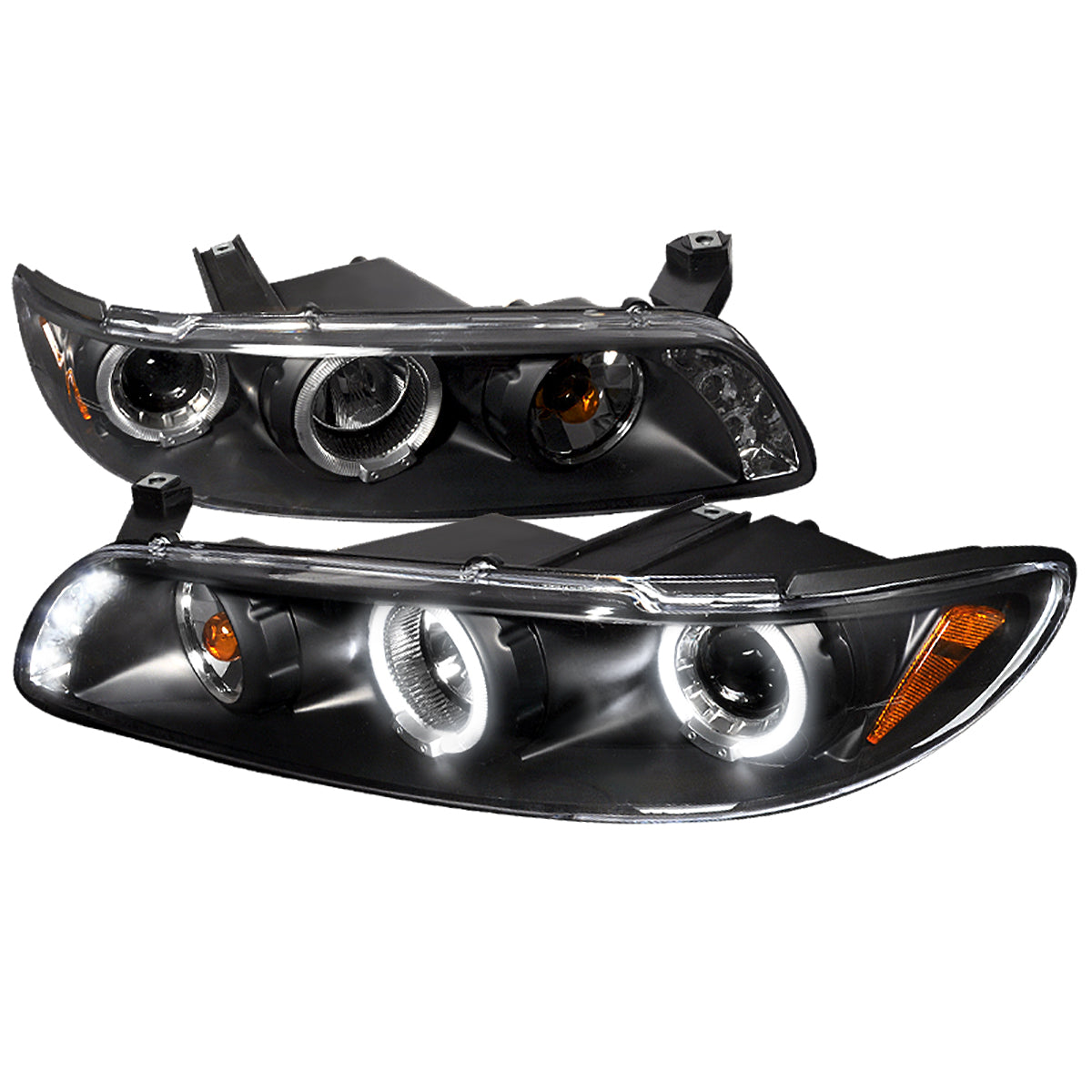 1997-2003 Pontiac Grand Prix Dual Halo Projector Headlights (Matte Black Housing/Clear Lens)