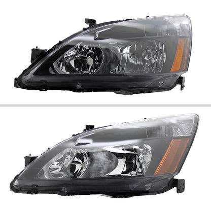 2003-2007 Honda Accord Factory Style Headlights w/ Amber Reflector (Matte Black Housing/Clear Lens)