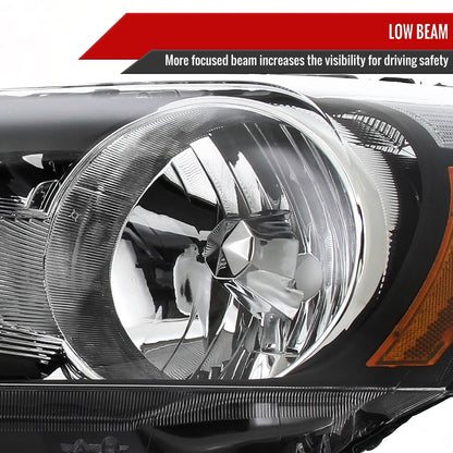 2008-2012 Honda Accord Sedan Factory Style Crystal Headlights w/ Amber Reflector (Matte Black Housing/Clear Lens)