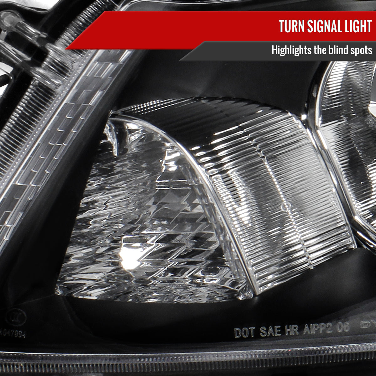 2008-2012 Honda Accord Sedan Factory Style Crystal Headlights w/ Amber Reflector (Matte Black Housing/Clear Lens)