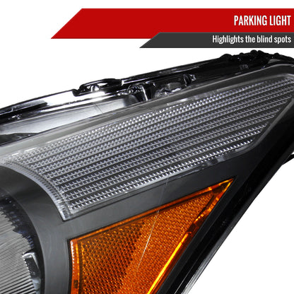 2008-2012 Honda Accord Sedan Factory Style Crystal Headlights w/ Amber Reflector (Matte Black Housing/Clear Lens)