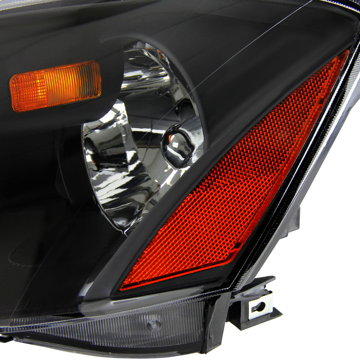 2002-2004 Nissan Altima Crystal Headlights w/ Amber Reflector (Matte Black Housing/Clear Lens)