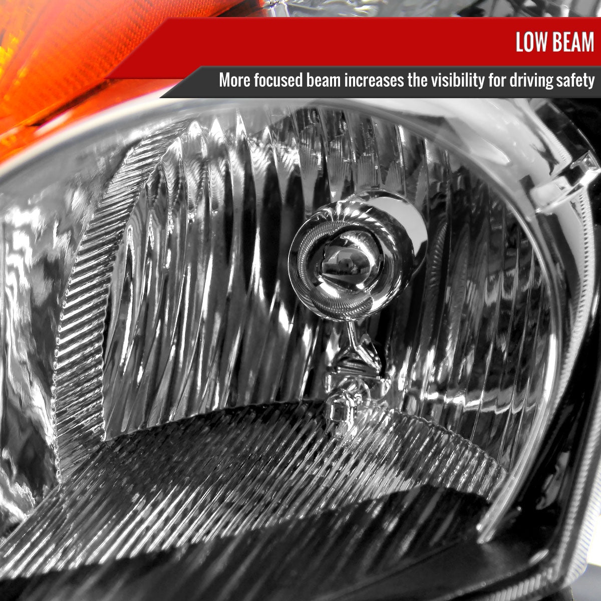 2007-2009 Nissan Altima Sedan Crystal Headlights w/ Amber Reflector (Matte Black Housing/Clear Lens)