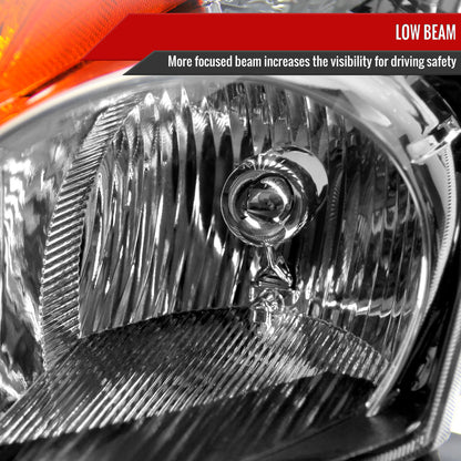 2007-2009 Nissan Altima Sedan Crystal Headlights w/ Amber Reflector (Matte Black Housing/Clear Lens)