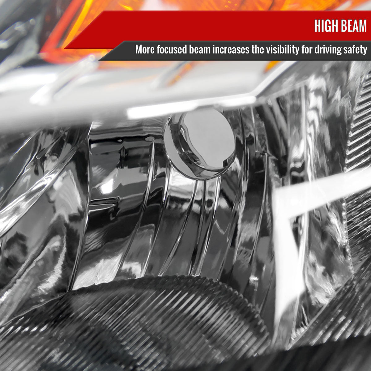 2007-2009 Nissan Altima Sedan Crystal Headlights w/ Amber Reflector (Matte Black Housing/Clear Lens)
