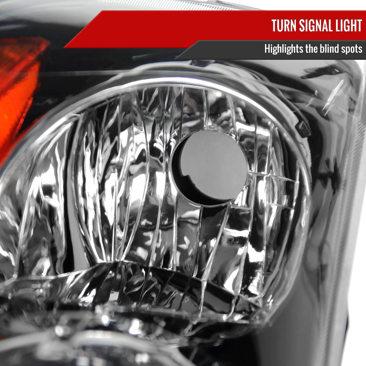 2007-2009 Nissan Altima Sedan Crystal Headlights w/ Amber Reflector (Matte Black Housing/Clear Lens)