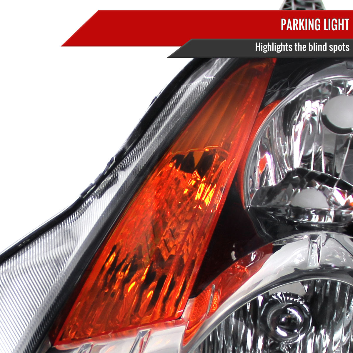 2007-2009 Nissan Altima Sedan Crystal Headlights w/ Amber Reflector (Matte Black Housing/Clear Lens)