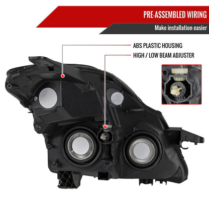 2007-2009 Nissan Altima Sedan Crystal Headlights w/ Amber Reflector (Matte Black Housing/Clear Lens)