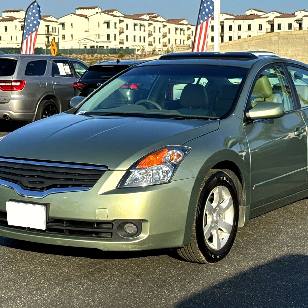 2007-2009 Nissan Altima Sedan Crystal Headlights w/ Amber Reflector (Matte Black Housing/Clear Lens)
