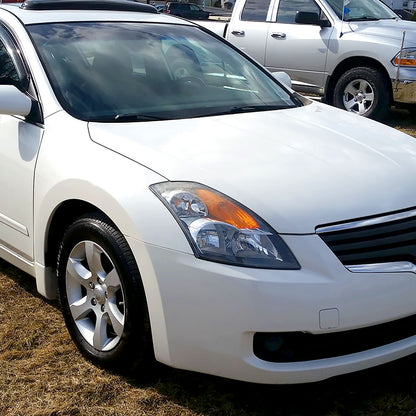 2007-2009 Nissan Altima Sedan Crystal Headlights w/ Amber Reflector (Matte Black Housing/Clear Lens)