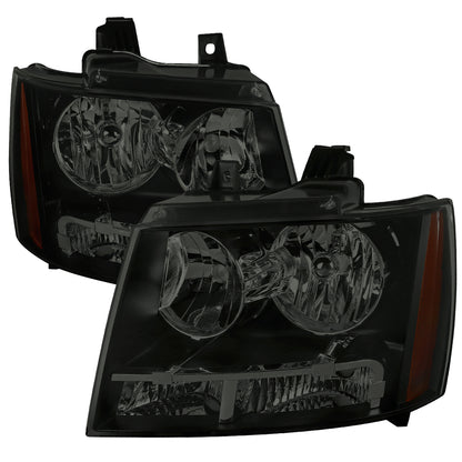 2007-2014 Chevrolet Avalanche/Tahoe/Suburban Factory Style Headlights (Matte Black Housing/Smoked Lens)