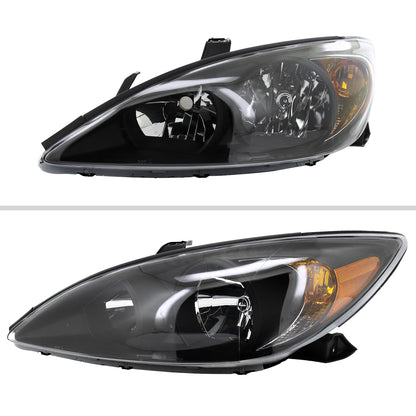 2002-2004 Toyota Camry Factory Style Headlights w/ Amber Reflector (Matte Black Housing/Clear Lens)