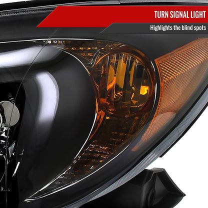 2002-2004 Toyota Camry Factory Style Headlights w/ Amber Reflector (Matte Black Housing/Clear Lens)