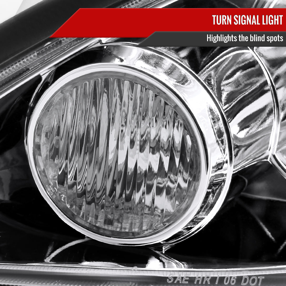2005-2006 Toyota Camry Factory Style Crystal Headlights w/ Amber Reflector (Chrome Housing/Clear Lens)