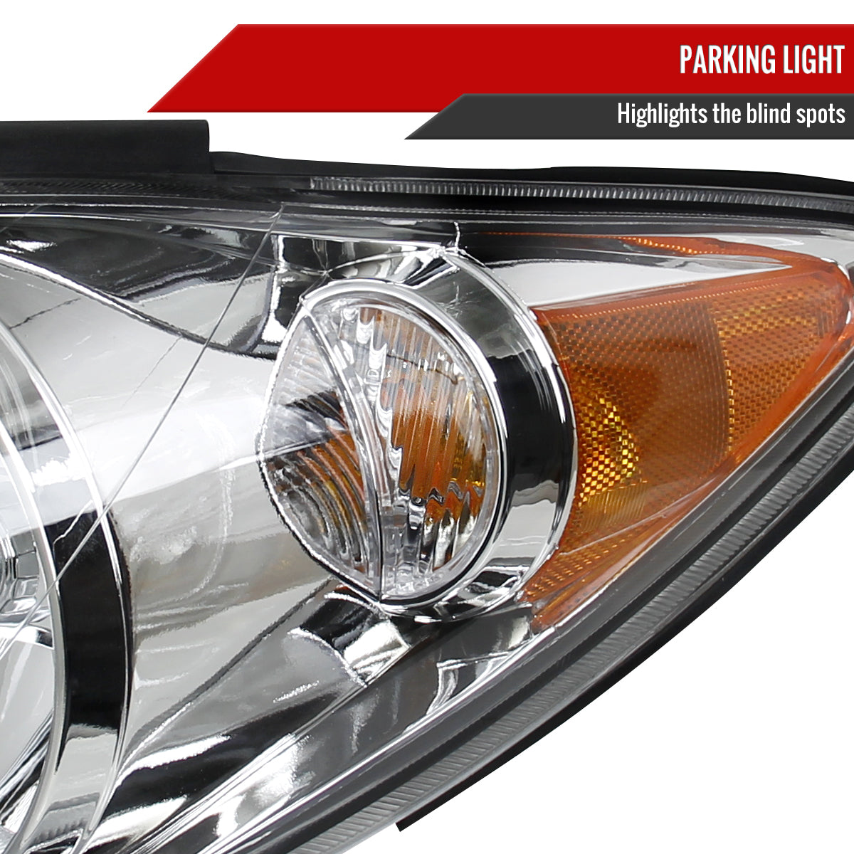 2005-2006 Toyota Camry Factory Style Crystal Headlights w/ Amber Reflector (Chrome Housing/Clear Lens)