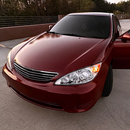 2005-2006 Toyota Camry Factory Style Crystal Headlights w/ Amber Reflector (Chrome Housing/Clear Lens)