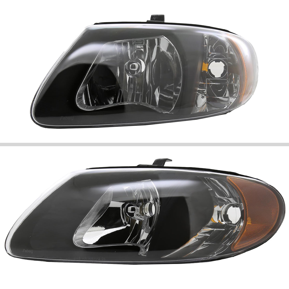 2001-2007 Dodge Caravan Chrysler Voyager/Town & Country Factory Style Crystal Headlights (Matte Black Housing/Clear Lens)