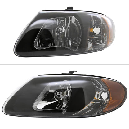 2001-2007 Dodge Caravan Chrysler Voyager/Town & Country Factory Style Crystal Headlights (Matte Black Housing/Clear Lens)