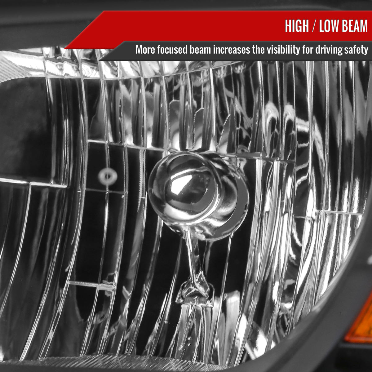2008-2010 Dodge Grand Caravan Factory Style Crystal Headlights w/ Amber Reflector (Matte Black Housing/Clear Lens)