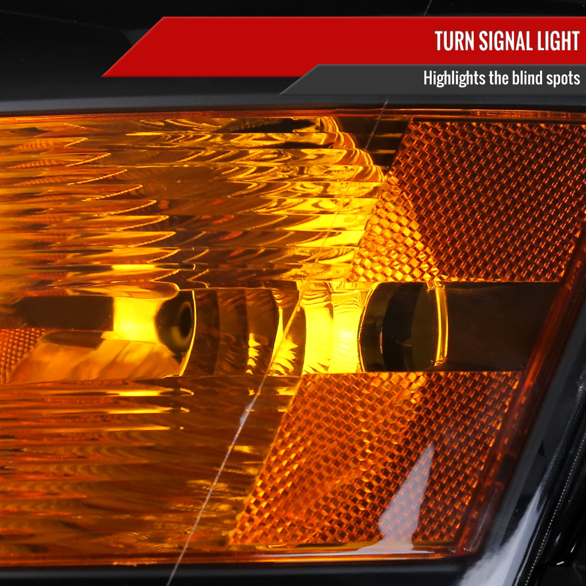 2008-2010 Dodge Grand Caravan Factory Style Crystal Headlights w/ Amber Reflector (Matte Black Housing/Clear Lens)