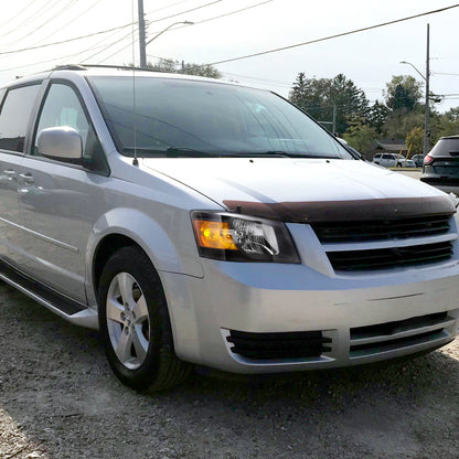 2008-2010 Dodge Grand Caravan Factory Style Crystal Headlights w/ Amber Reflector (Matte Black Housing/Clear Lens)