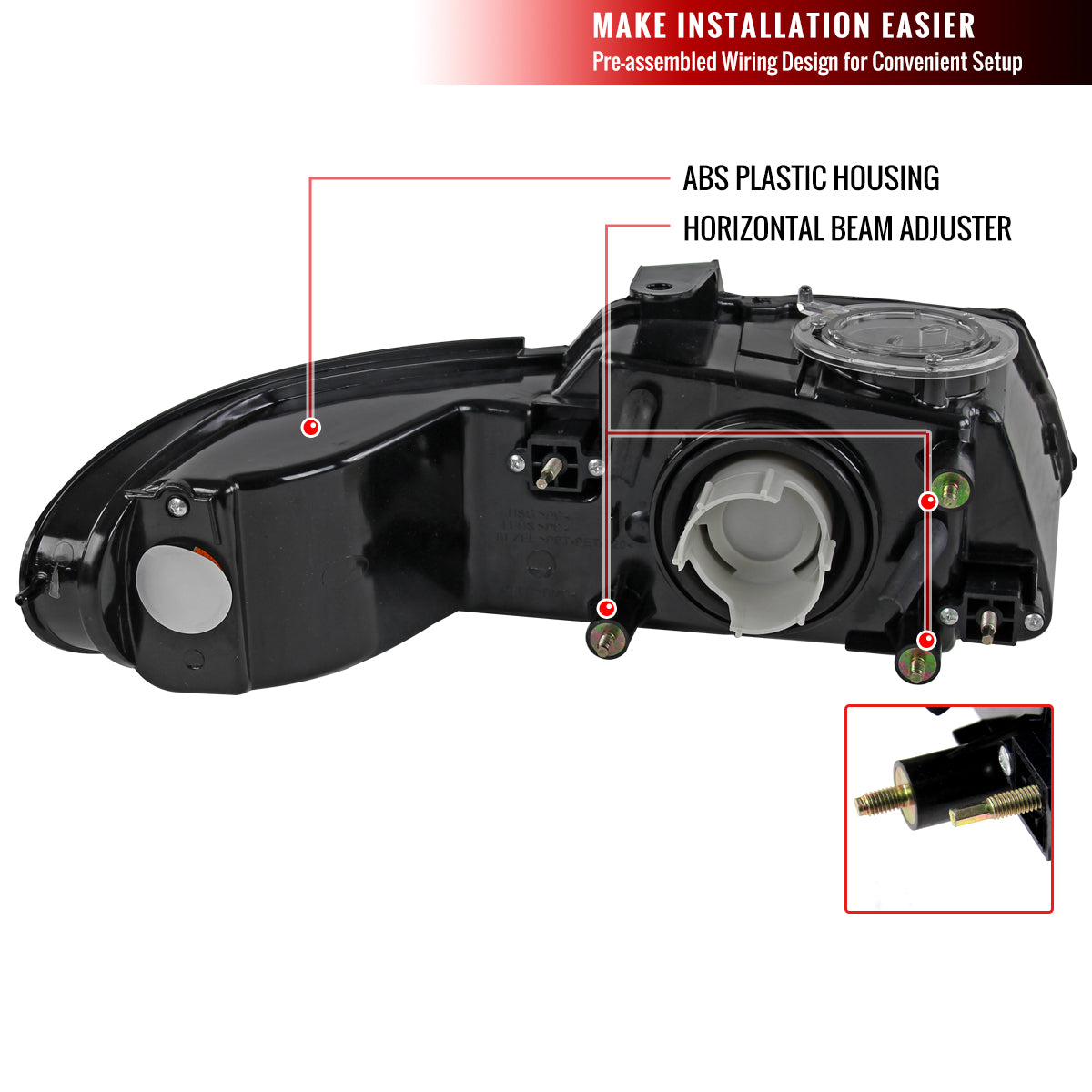 1996-2000 Dodge Caravan Chrysler Voyager/Town & Country Crystal Headlights (Matte Black Housing/Clear Lens)
