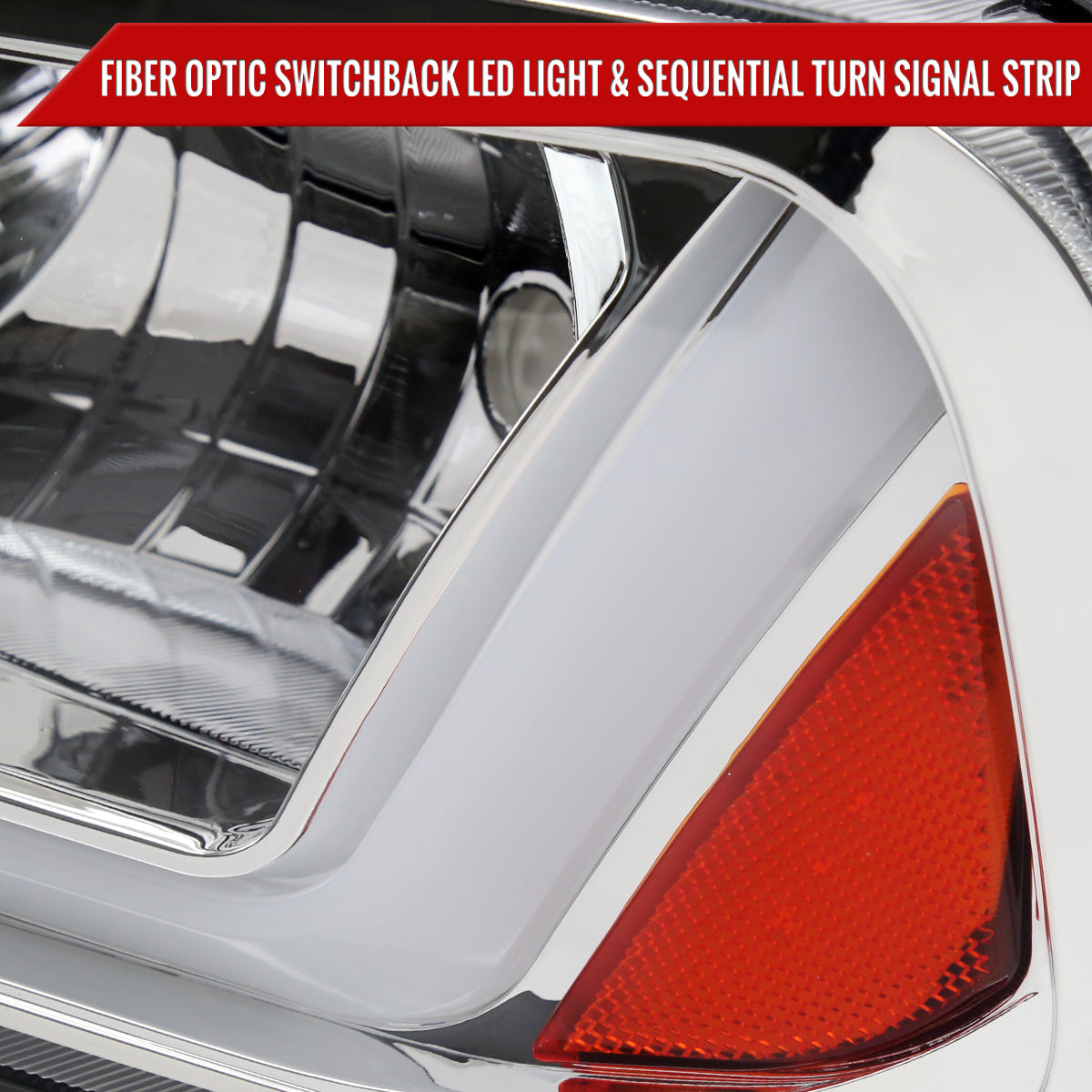 2006-2010 Dodge Charger Switchback Sequential LED Bar Factory Style Headlights (Chrome Housing/Clear Lens)