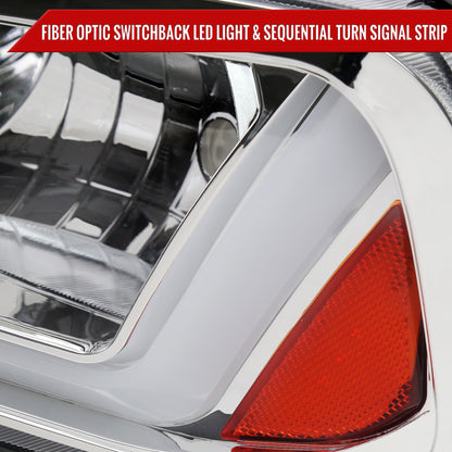 2006-2010 Dodge Charger Switchback Sequential LED Bar Factory Style Headlights (Chrome Housing/Clear Lens)