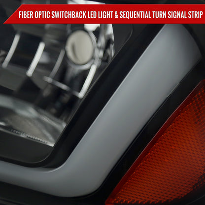 2006-2010 Dodge Charger Switchback Sequential LED Bar Factory Style Headlights (Matte Black Housing/Smoked Lens)