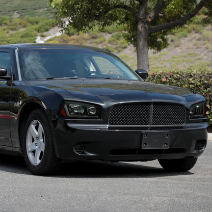 2006-2010 Dodge Charger Switchback Sequential LED Bar Factory Style Headlights (Matte Black Housing/Smoked Lens)