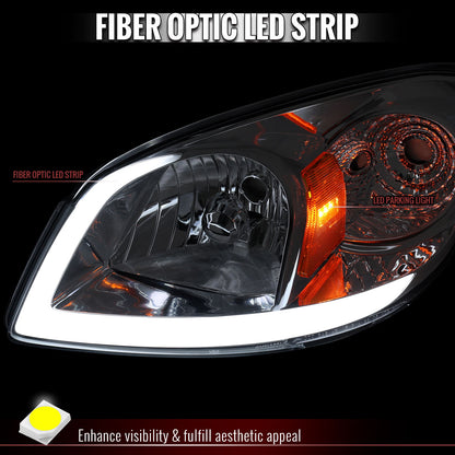 2005â€“2010 Chevrolet Cobalt Pontiac G5 / Pursuit Factory Style Headlights w/ LED DRL Light Strip (Chrome Housing / Clear Lens)