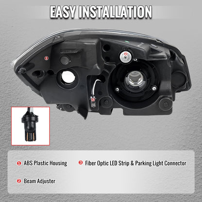2005â€“2010 Chevrolet Cobalt Pontiac G5 / Pursuit Factory Style Headlights w/ LED DRL Light Strip (Chrome Housing / Clear Lens)