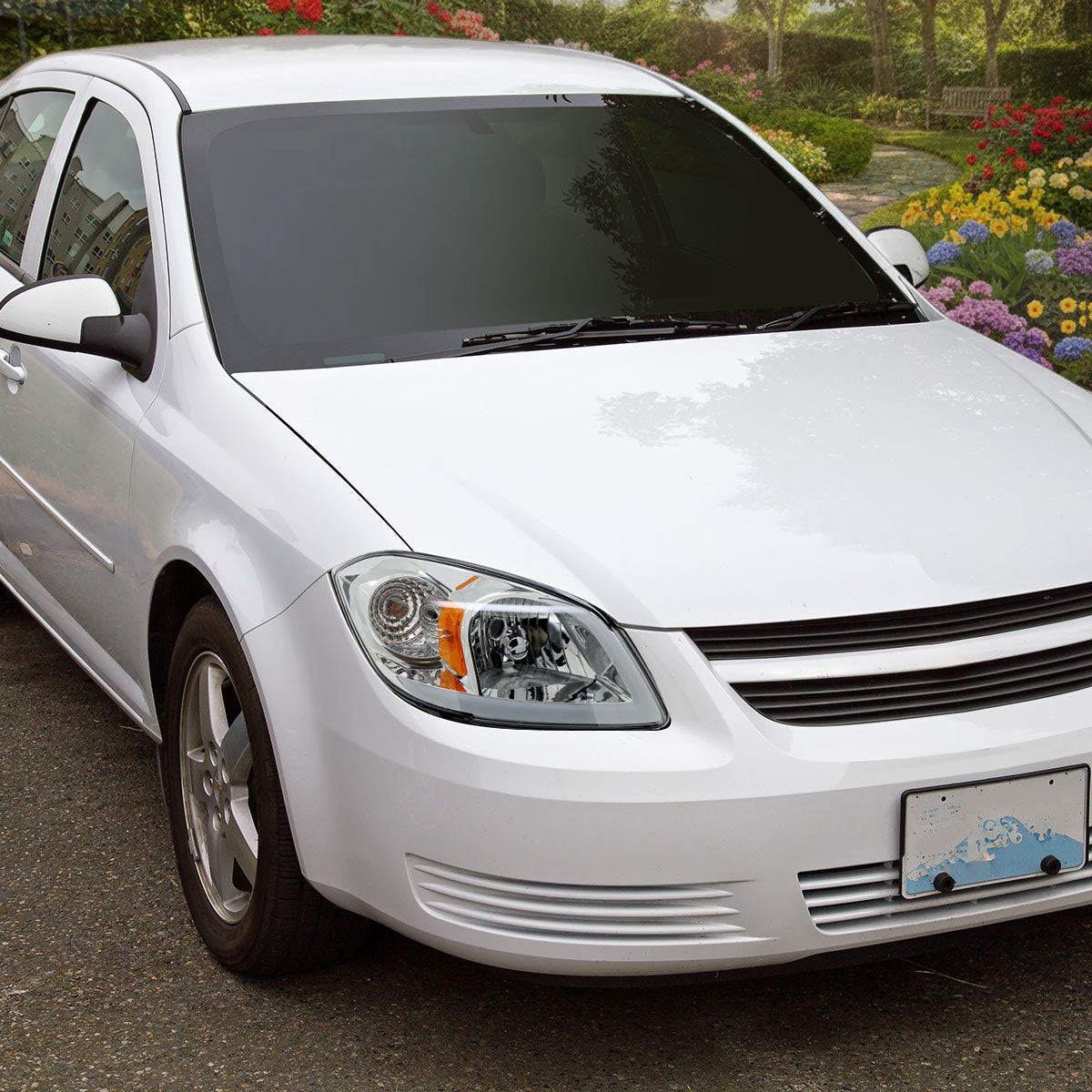 2005â€“2010 Chevrolet Cobalt Pontiac G5 / Pursuit Factory Style Headlights w/ LED DRL Light Strip (Chrome Housing / Clear Lens)