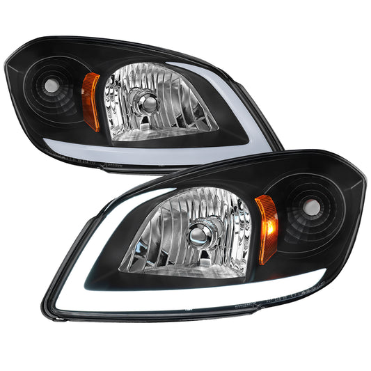 2005â€“2010 Chevrolet Cobalt Pontiac G5 / Pursuit LED Bar Projector Headlights w/ LED DRL Light Tube (Black Housing / Clear Lens)