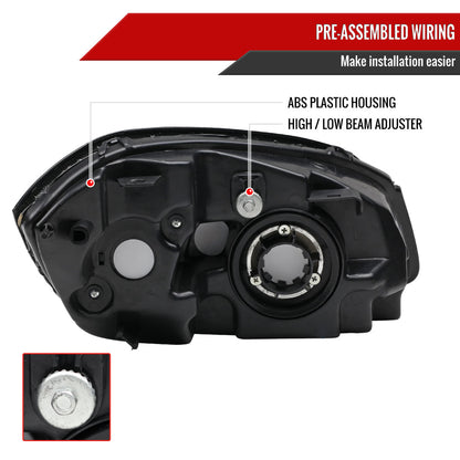 2005-2010 Chevrolet Cobalt Pontiac Pursuit/G5 Factory Style Crystal Headlights (Matte Black Housing/Clear Lens)