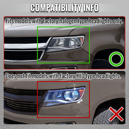 2015-2022 Chevrolet Colorado Factory Headlights (Chrome Housing / Clear Lens)